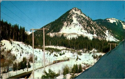 Postcard Railroad The Cascadian Exits Tunnel Cascade Mountains Washington  L-140