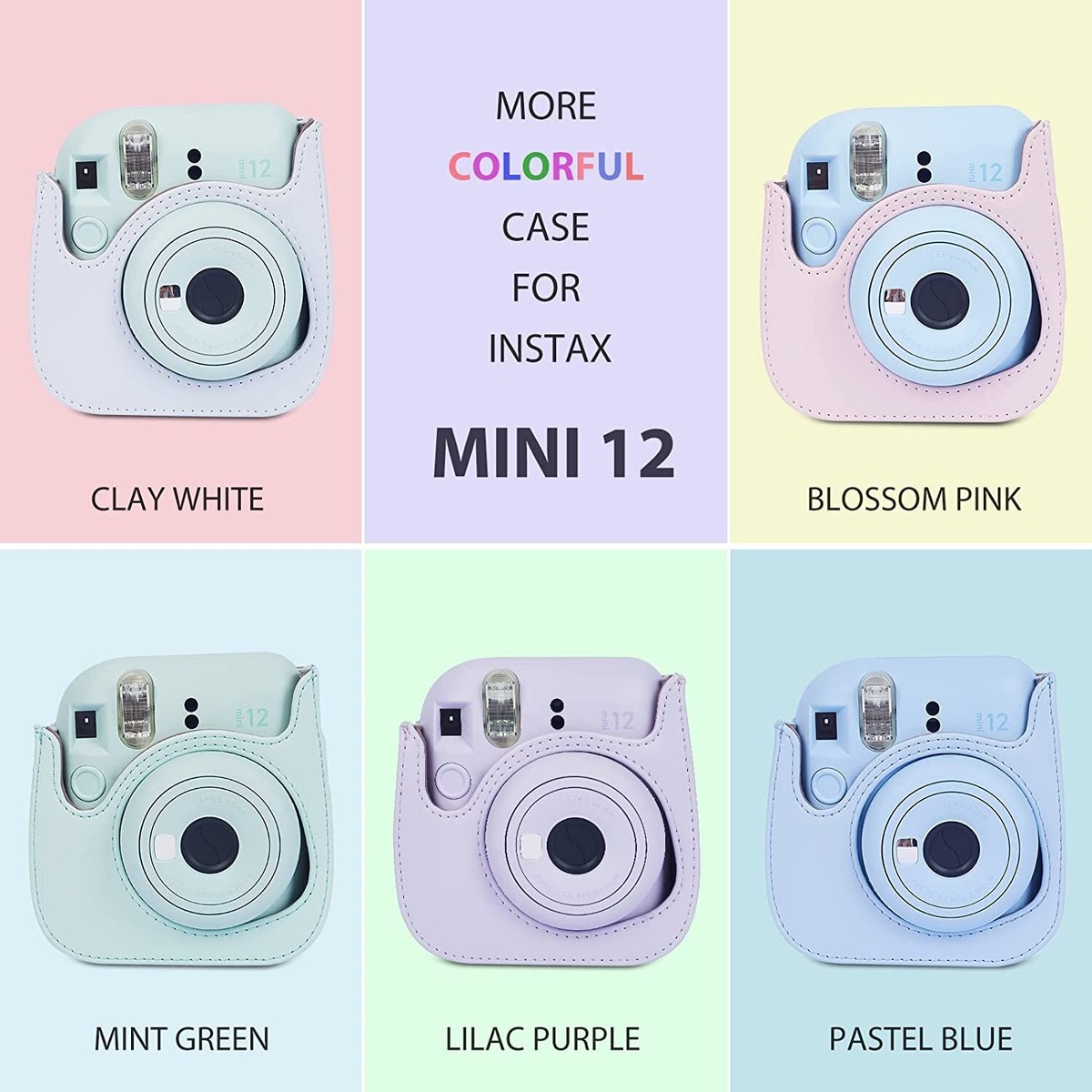 Eurhomewit Instantané Caméra Accessoires pour Instax Mini 12, Kit Comprend Housse Appareil Photo/Album/Cadres/Filtre/Autocollant Dessin animé/Autocollant de Bord and Coin - Bleu Pastel Eurhomewit Instantané Caméra Accessoires pour Instax Mini 12, Kit Comprend Housse Appareil Photo/Album/Cadres/Filtre/Autocollant Dessin animé/Autocollant de Bord and Coin - Bleu Pastel