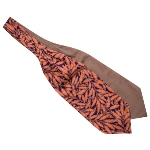 Ascot Cravat Tie Silk Orange Purple Floral Costume Formal Wedding Necktie Scarf - Picture 2 of 2