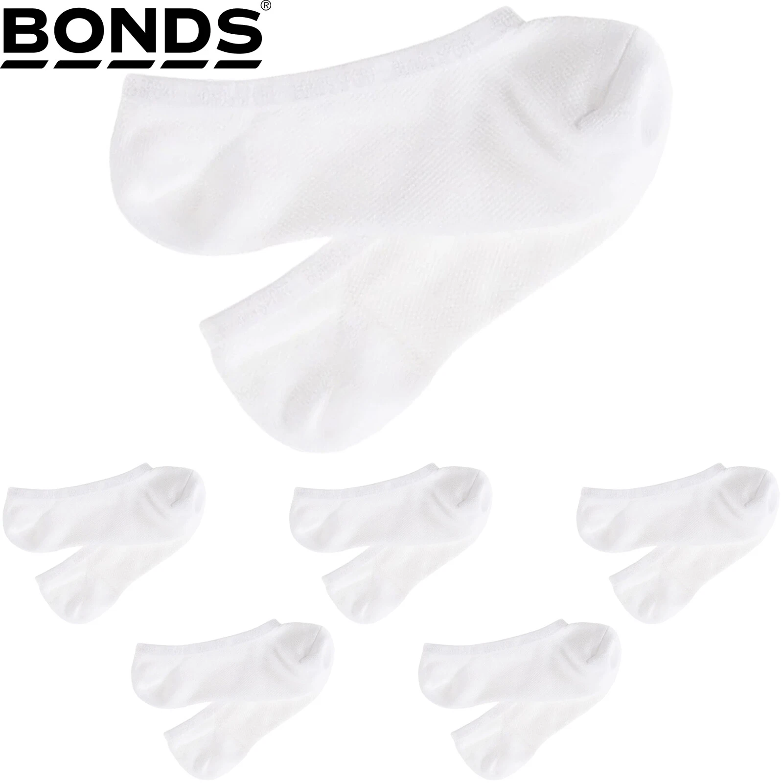 6 Pair Bonds Sport Mesh Footlet Mens White Low Cut No Show Socks SYRU2N Bulk