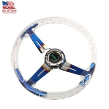 Car Acrylic Steering Wheel Bluing Spokes 350mm 14inch Racing Blue US