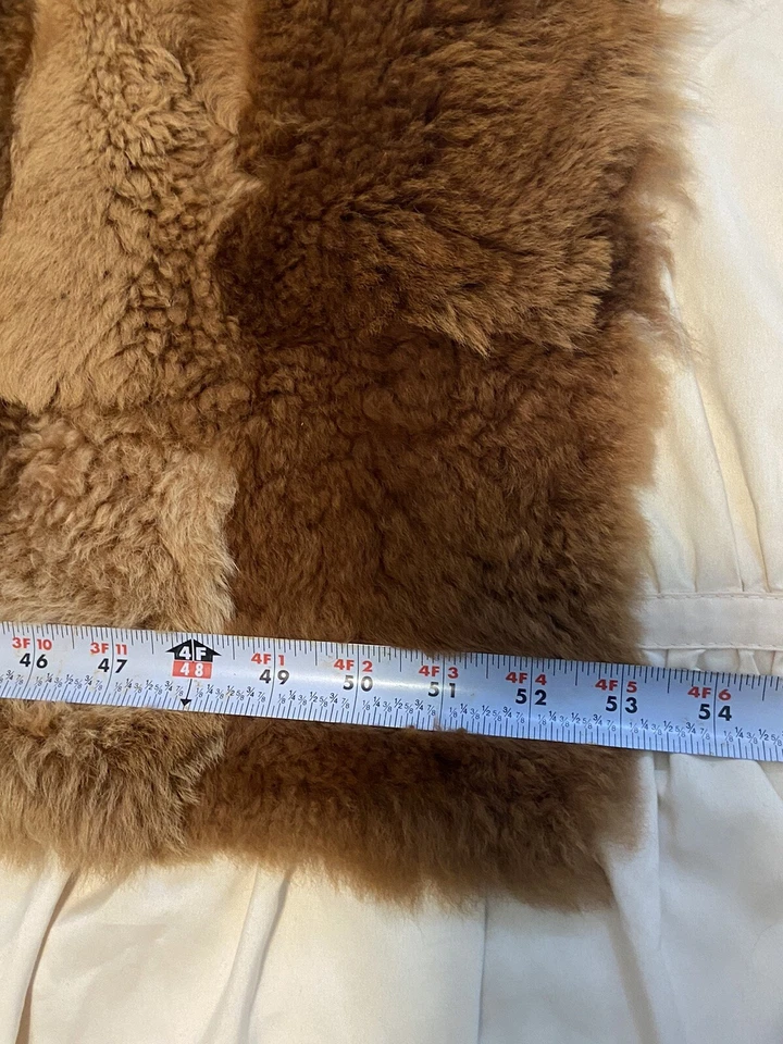 Tapete suspenso tapeçaria de parede couro pele de lhama genuíno vintage feito à mão marrom 71”X53” - Imagem 3 de 4