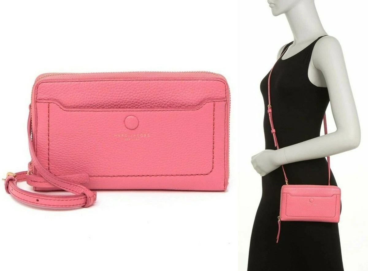 Marc Jacobs Empire City Tech Crossbody Bag Leather Zip Around Wallet Cupid  Pink | eBay