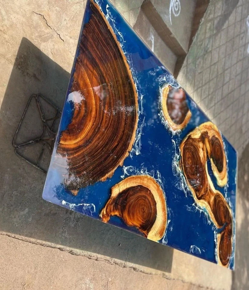 Coffee Table Top Made Of Natural Epoxy Resin, Blue River Table, Resin Tables - Image 4 of 4