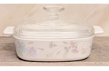 Vintage Corning Ware Pastel Bouquet Casserole Dish 1 Liter With Lid A-1-B