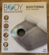 Body Innovations Soothing Foot Warmer Massager with memory foam, gray