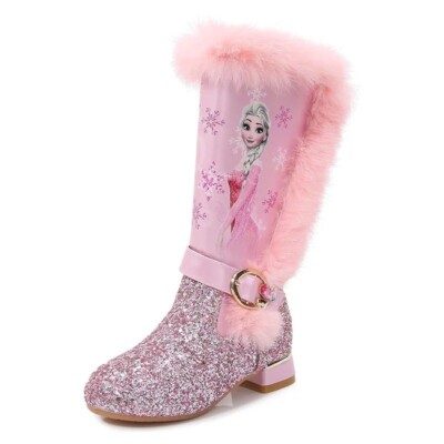 Kinder Mädchen Elsa Schuhe 26 Bis 37 Disney Plüsch Stiefel Glitter Eiskönigin