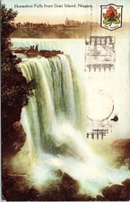 Horseshoe Falls From Goat Island Niagara Antique Postcard PM Ontario Canada WOB