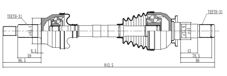 Eje trasero derecho CV C2D42133 C2D27606 para Jaguar F-Type 2014-2024 5,0 L V8 Foto 2 de 2