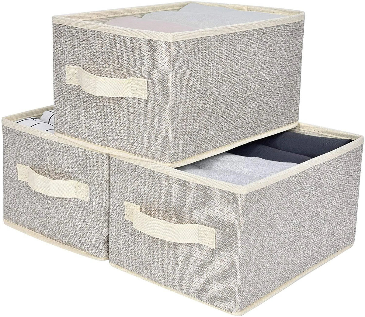 GRANNY SAYS Closet Storage Bins, Fabric Boxes with Lids, Shelf Baskets for  Closet Organization, Stackable Storage Containers Storage Baskets for