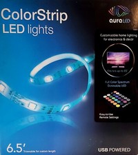 Tzumi Aura LED ColorStrip Lights, 6.5 Feet, USB Power Easy-To Use Remote Setting