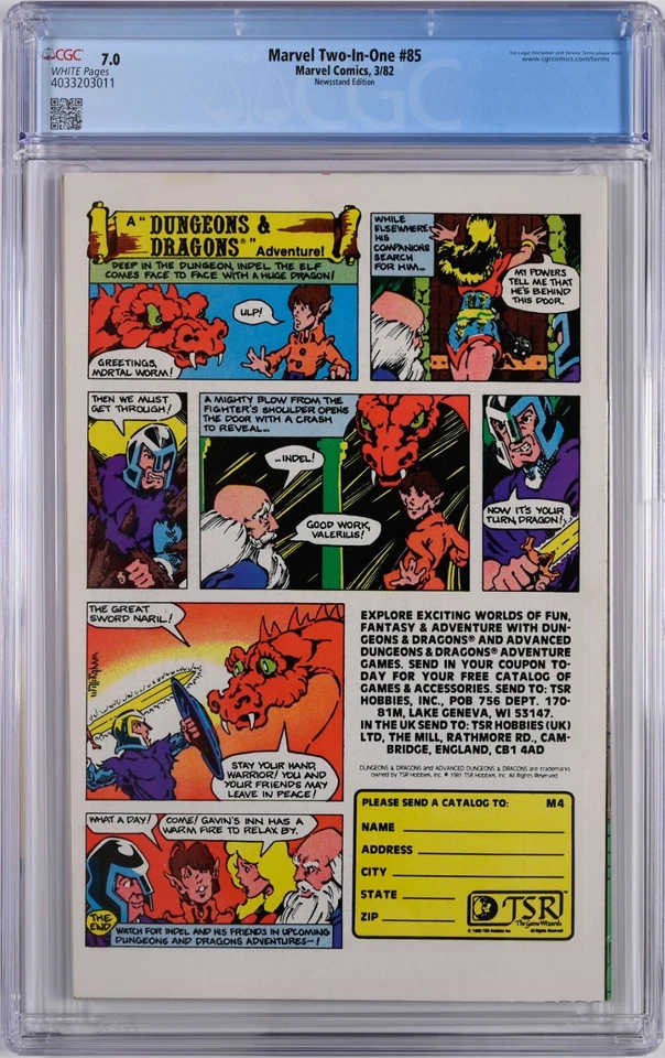 Marvel Two-In-One #85 CGC 7.0 (Mar 1982, Marvel) Thing & Spider-Woman, Newsstand - Image 2 of 2