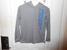 Under Armour Long Sleeve Hoodie Pullover Shirt Gray Medium Heat Gear