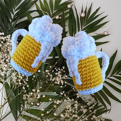 Crochet Pattern Beer Mug Amigurumi, PDF 3D Beer Glass Valentinstag, Pocket Hug