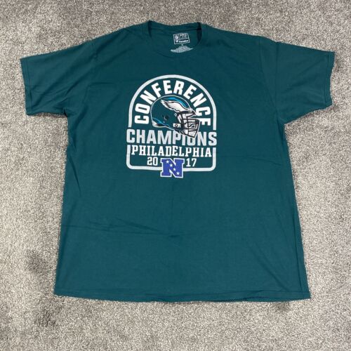 Eagles 🦅2017 NFC Champions Green Short Sleeve Crew Neck  T-Shirt Size 2XL - Afbeelding 1 van 10