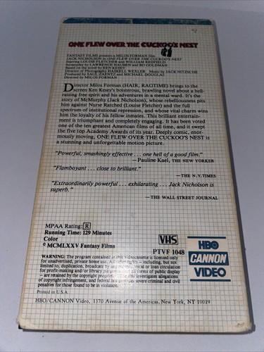 One Flew Over the Cuckoo's Nest VHS HBO Cannon Video RARE - Picture 2 of 4