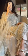 Stunning Heavy Soft Net Cream Top Palazzo With Dupatta For Women Function Wear