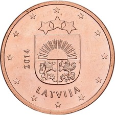 [#1550039] Latvia, 5 Euro Cent, 2014, Stuttgart, Copper Plated Steel, MS, KM:152