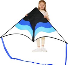 Large Delta Kite Yellow Easy Fly 328ft String for Kids Adults Beach Fun Outdoor 