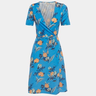 Wickelkleid Diane Von Furstenberg Blau Blumenmuster Seide S