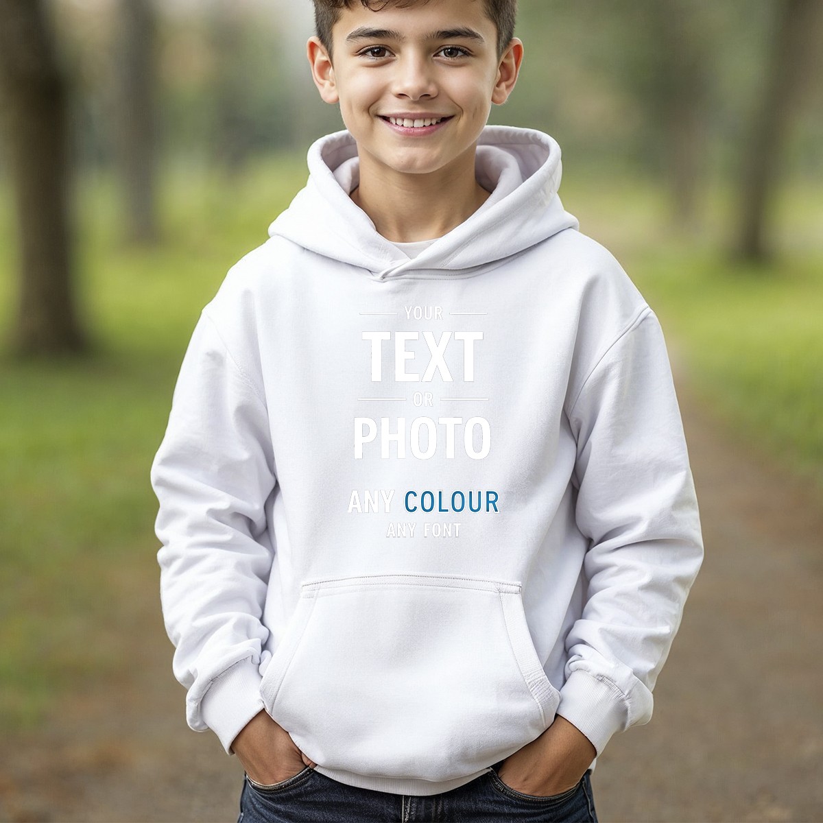 Personalised Kids Hoodie Custom Any Text Image Photo Boys Girls Hooded Jumper image 4