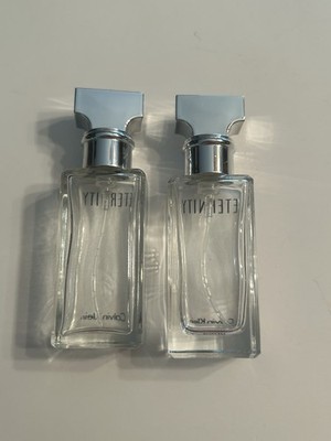 Two Empty Eternity Perfume Bottles By Calvin Klein 3  Tall