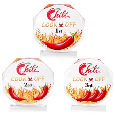 3pcs Chili Cook-Off Trophies Acrylic Cooking Competition Trophy Awards with B...