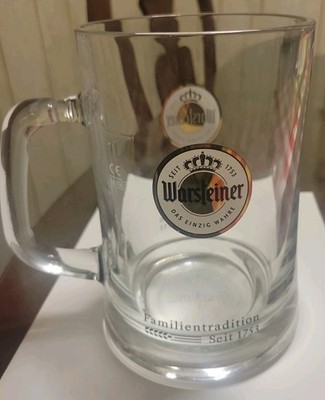 Warsteiner Brewery Germany 1L Glass Beer Stein Mug Tankard MINT Embossed bottom