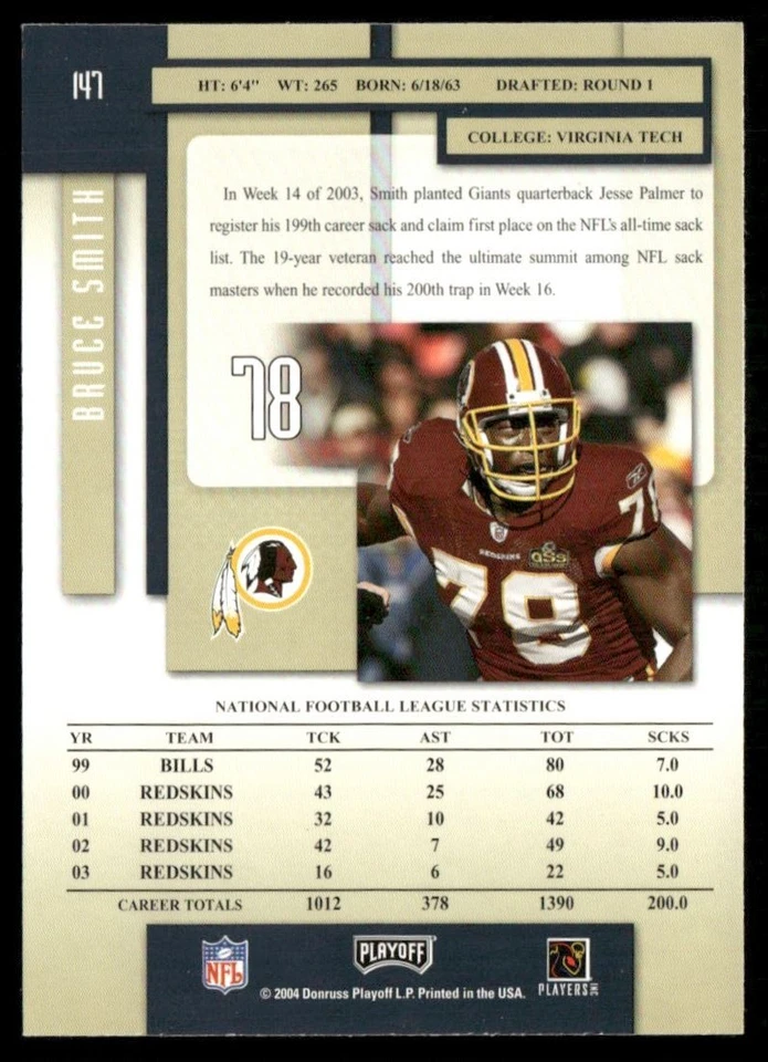 2004 Playoff Prestige Bruce Smith #147 - Image 2 of 2