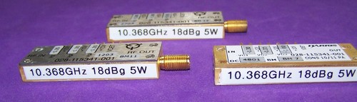 Harris 028-115341-001 5W 10.368GHz Power Amp 18dB gain +10.0Vdc w/o SMP-SMA adap