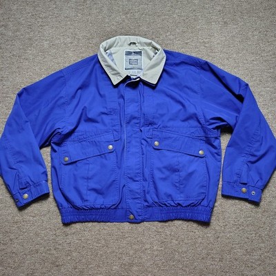 Vintage EAGLES RIDGE Jacket Men 2XL Blue Cotton Blend Lightweight Full Zip Retro