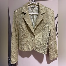 Vintage JohnPaulRichard Light Green Brocade Blazer, Size 10