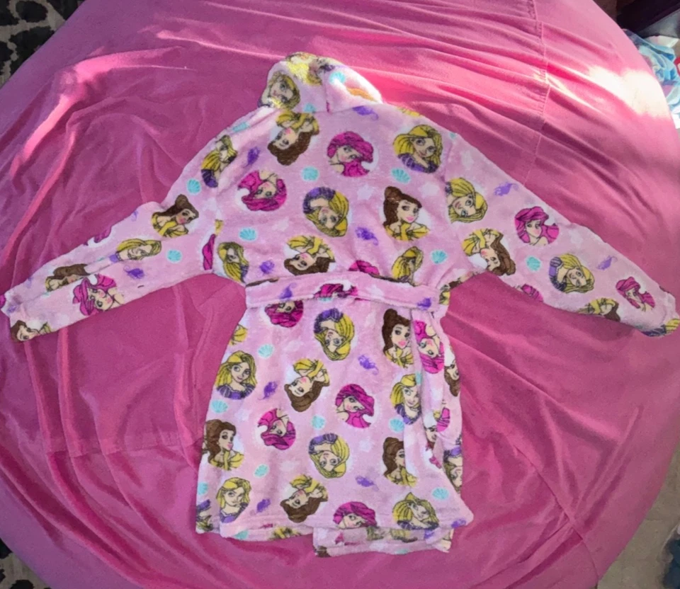 Disney Princesa Niños Niñas Rosa Albornoz Talla 8 Ariel Belle Rapunzel Ropa de Dormir Foto 3 de 4