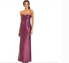 Adrianna Papell strapless purple/ burgundy/ wine sweetheart gown back BOW SZ6