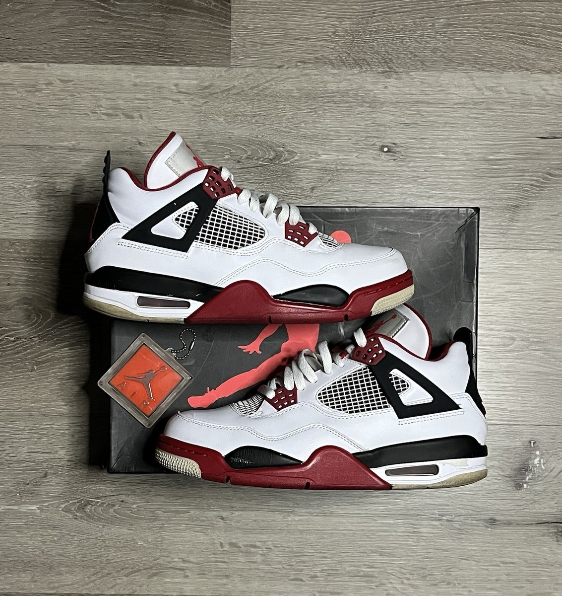 Nike Air Jordan Retro 4 308497-110 White Red Black Men's Sz 8.5