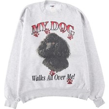 Used 90'S Jerzees dog print animal sweatshirt men's size L equivalent vintage