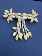 Vintage Rare Glass Beaded Hair Barrette Clip Floral Design