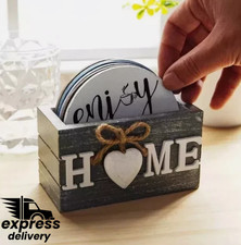 1set/6pcs Random Style Vintage design Wooden  Coasters Including-Trays Decor