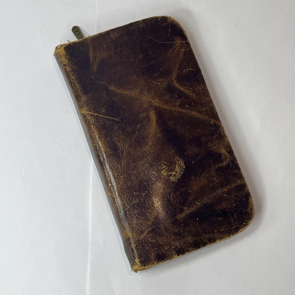 Kit de viaje de manicura de uñas vintage de cuero marrón de 7 piezas hecho en estuche de Alemania Occidental Foto 2 de 4