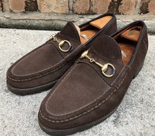 Vintage GUCCI Tom Ford Men's Brown Suede Horsebit Loafers Dress Shoes 10.5 ITALY