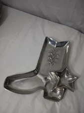 Large HOLLAND BOONE Alloy Pewter Western Cowboy Boot Star Center Piece