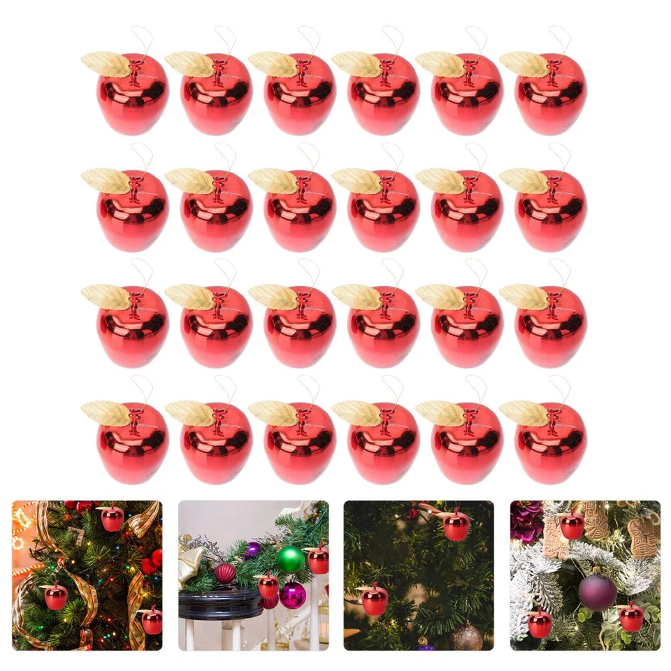  24 Pcs Apfel Ornamente Deko Äpfel Baumdekorationen Weihnachtsschmuck - Bild 4 von 4