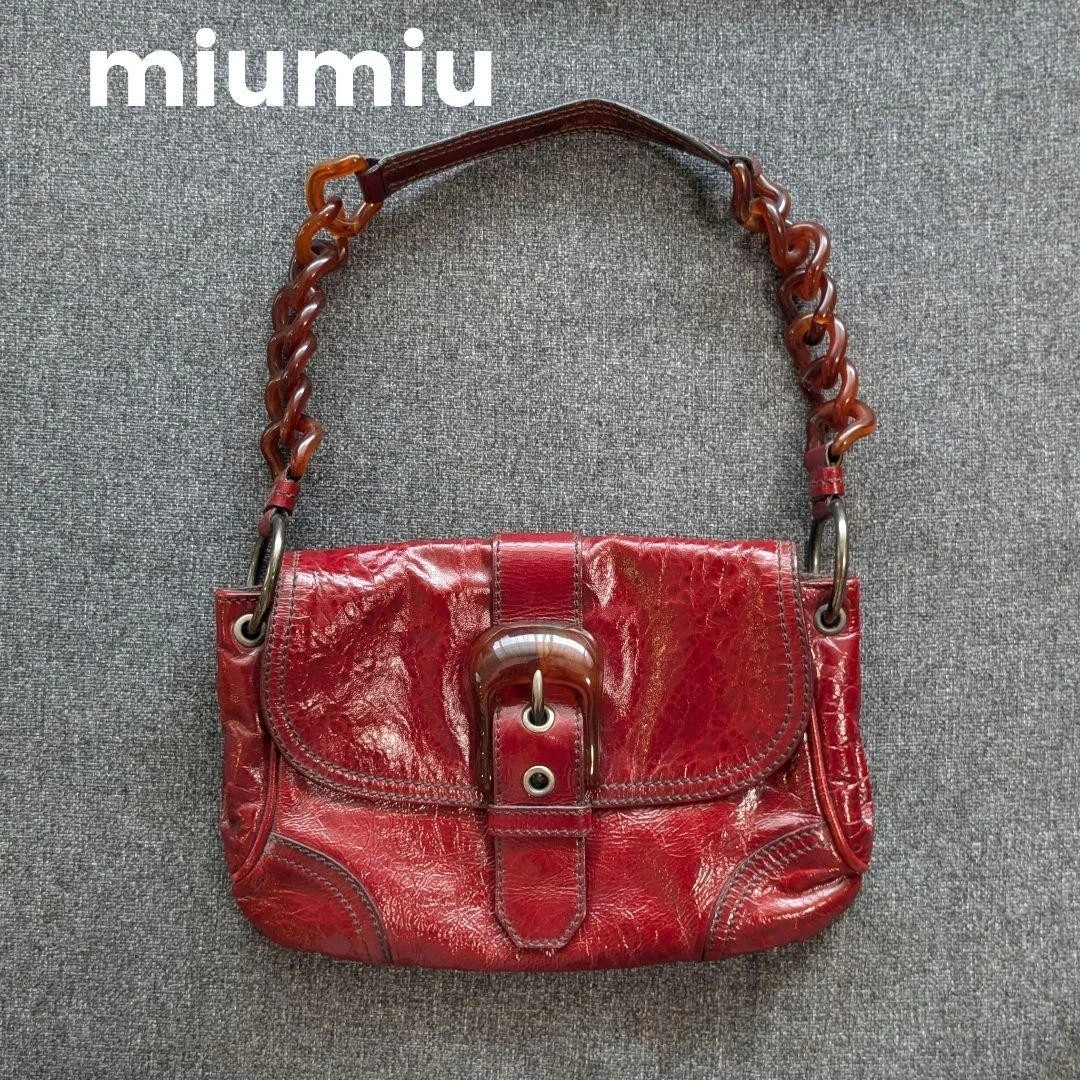 バッグ 90s miumiu leather shoulder bag 90s MIU MIU CANVAS LEATHER SHOULDER BAG