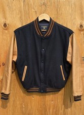 Vintage Brooks Brothers Men's Medium Letterman Jacket Navy Wool Tan Made in USA