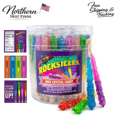 Extra Large Rocksicles - 36 Assorted Double Flavor Rock Candy Sticks - USA Made