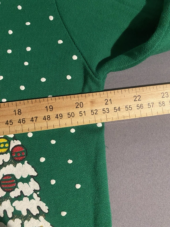 VTG Christmas Sweatshirt Green Santa Snowman Nutcracker Medium Pullover 90s Mom - Image 3 of 4