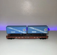 HO Athearn 50' Wabash Flat Car with 2 Piggyback Trailers & Custom Road Number
