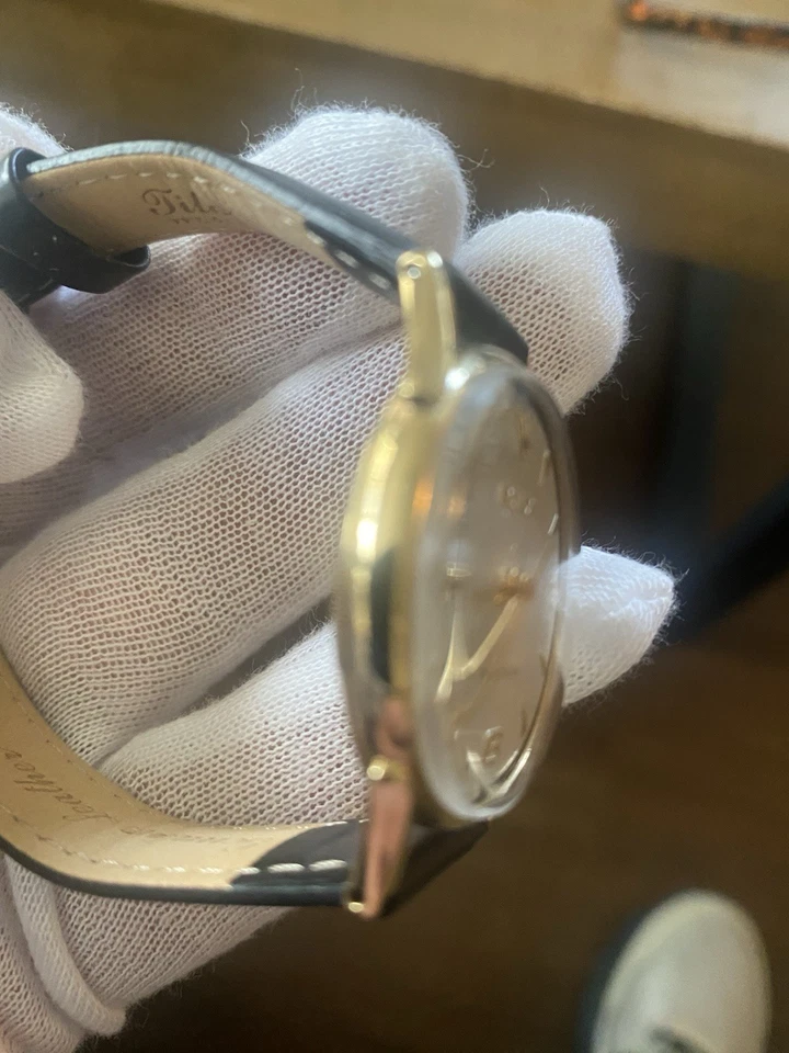 Rolex de 1950, cuerda manual, reloj para hombre de oro macizo de 9 quilates, esfera plateada Foto 4 de 4