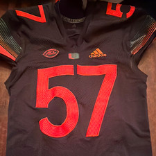 adidas Miami Hurricanes Black Orange Football Jersey #57 ACC