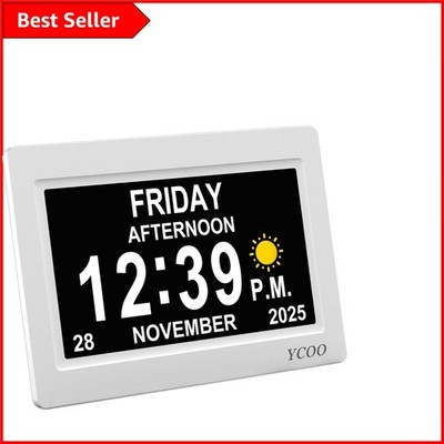 Große Display Digitaluhr mit automatischer Helligkeit & Tag Symbole - 7 Zoll